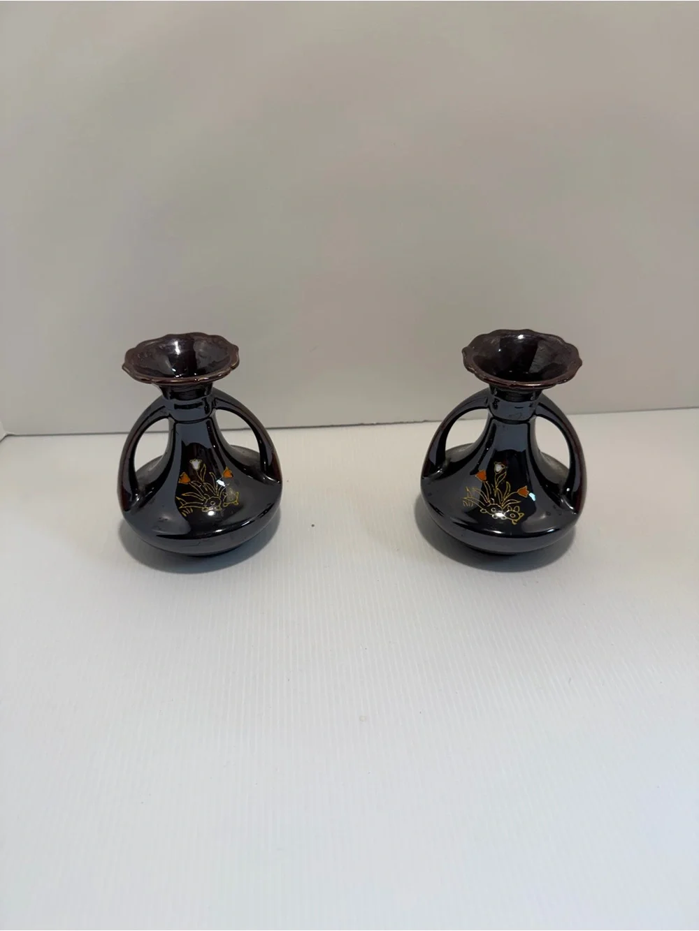 50’s-60’s Vintage Mid-Century Japan Floral Bud Vases - Set of 2